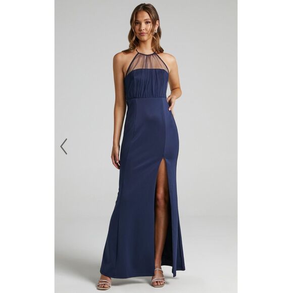 NWT Showpo. Still Love You Mermaid Maxi Dress in Dusty Rose Sheer Halter Size 6 - Picture 2 of 13